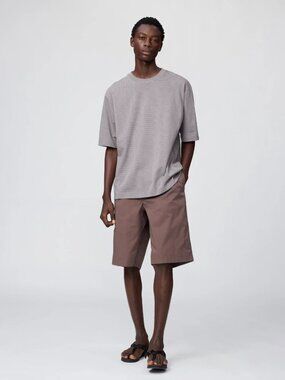 Share UNIQLO U AIRism Cotton Oversized Striped gray T Shirt Men Half Japan US L